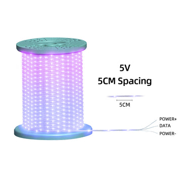 5V5CM Color Changing 32.8 FT 200 LED Christmas Addressable Fairy String Lights
